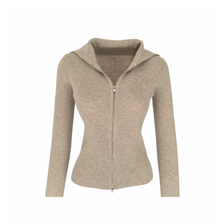 DOUBLE ZIPPER DETAIL WOOL BLEND KNIT