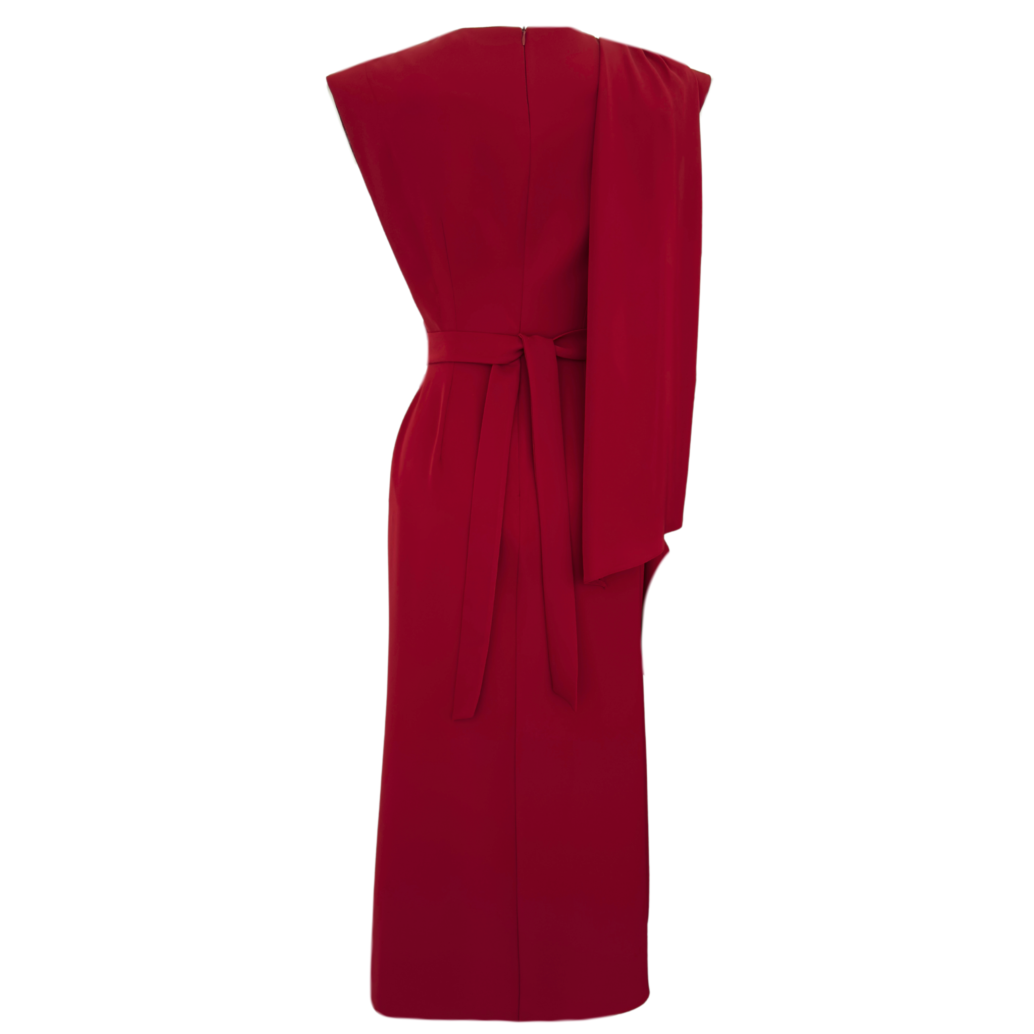 SHAWL SHOULDER DETAIL FLOWY DRESS BURGUNDY