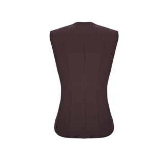 GOLD BUTTONED BELT DETAIL VEST SET, BROWN