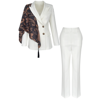 SHAWL DETAILED SET, ECRU