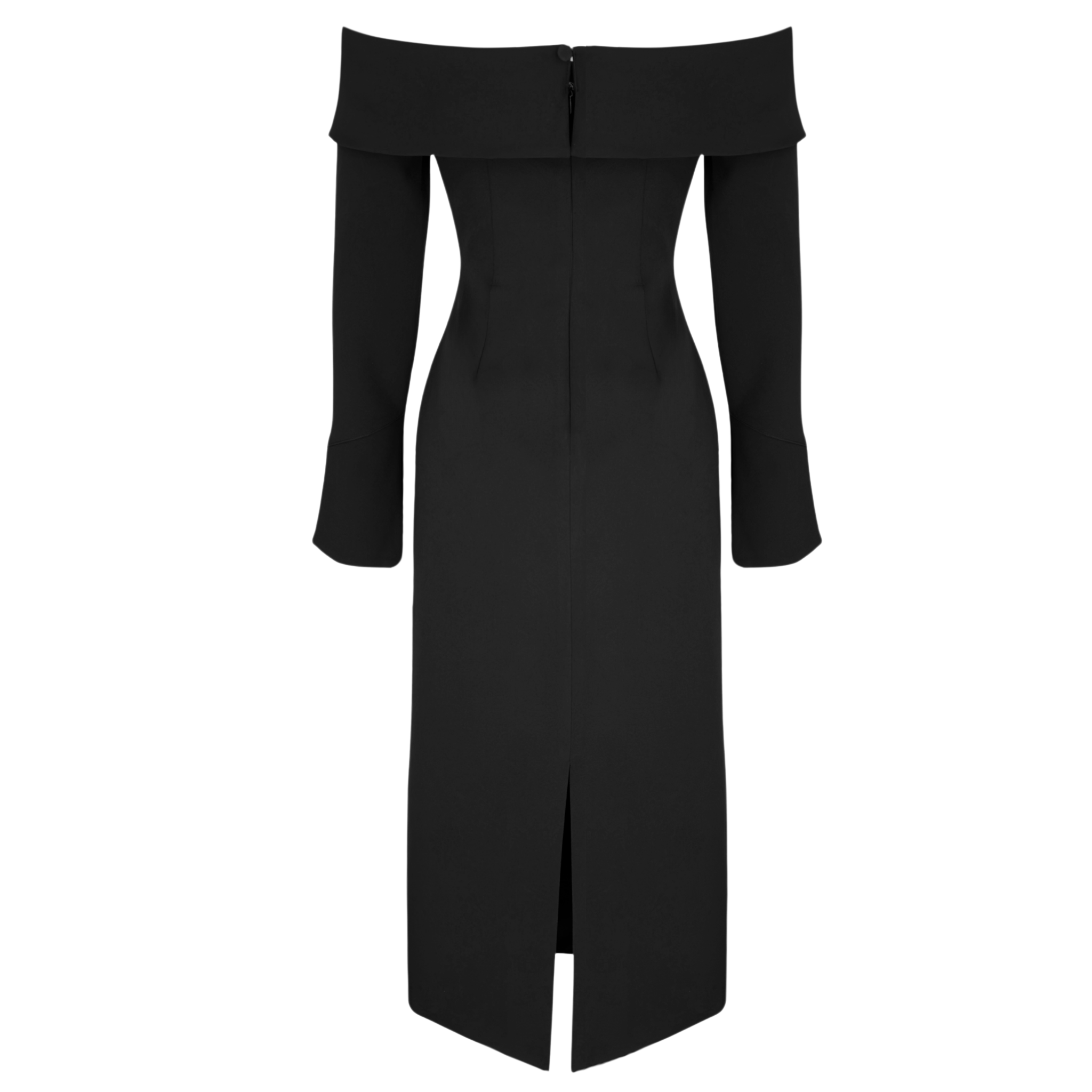 BOAT NECK PENCIL DRESS BLACK