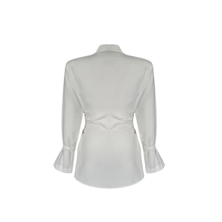 SHIRT WITH CORSET DETAIL ON THE SIDES AND PADDED, ECRU.