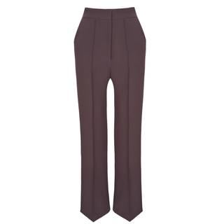 FUR DETAIL GOLD BUTTONED 3-PIECE SET BROWN