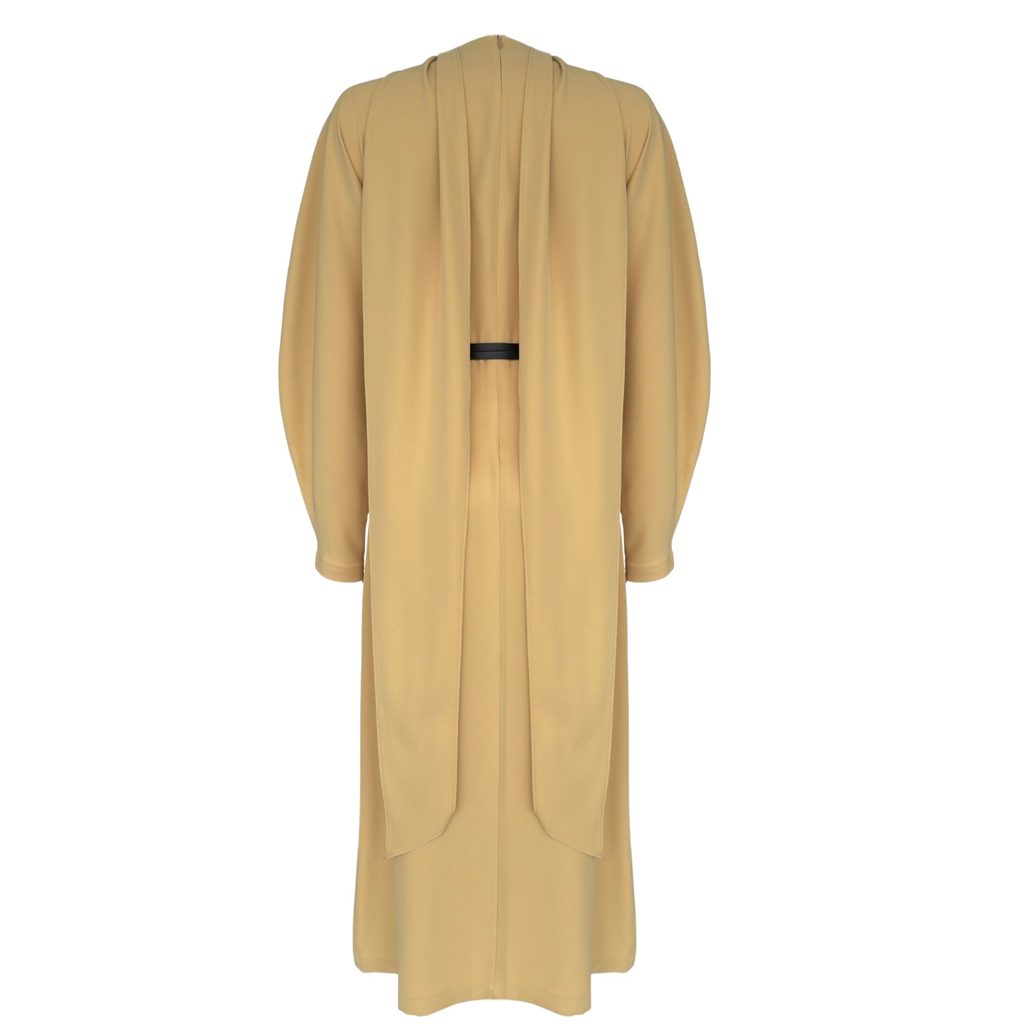 AT THE NECK SHAWL DETAIL BELTED MAXI WAIST LENGTH DRESS YELLOW
