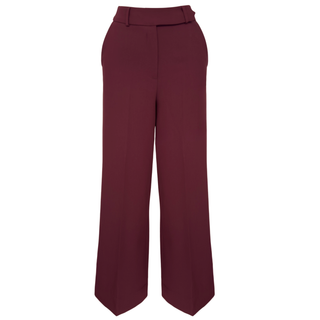 WIDE-LEG TROUSERS WITH ELASTIC WAISTBAND, BURGUNDY