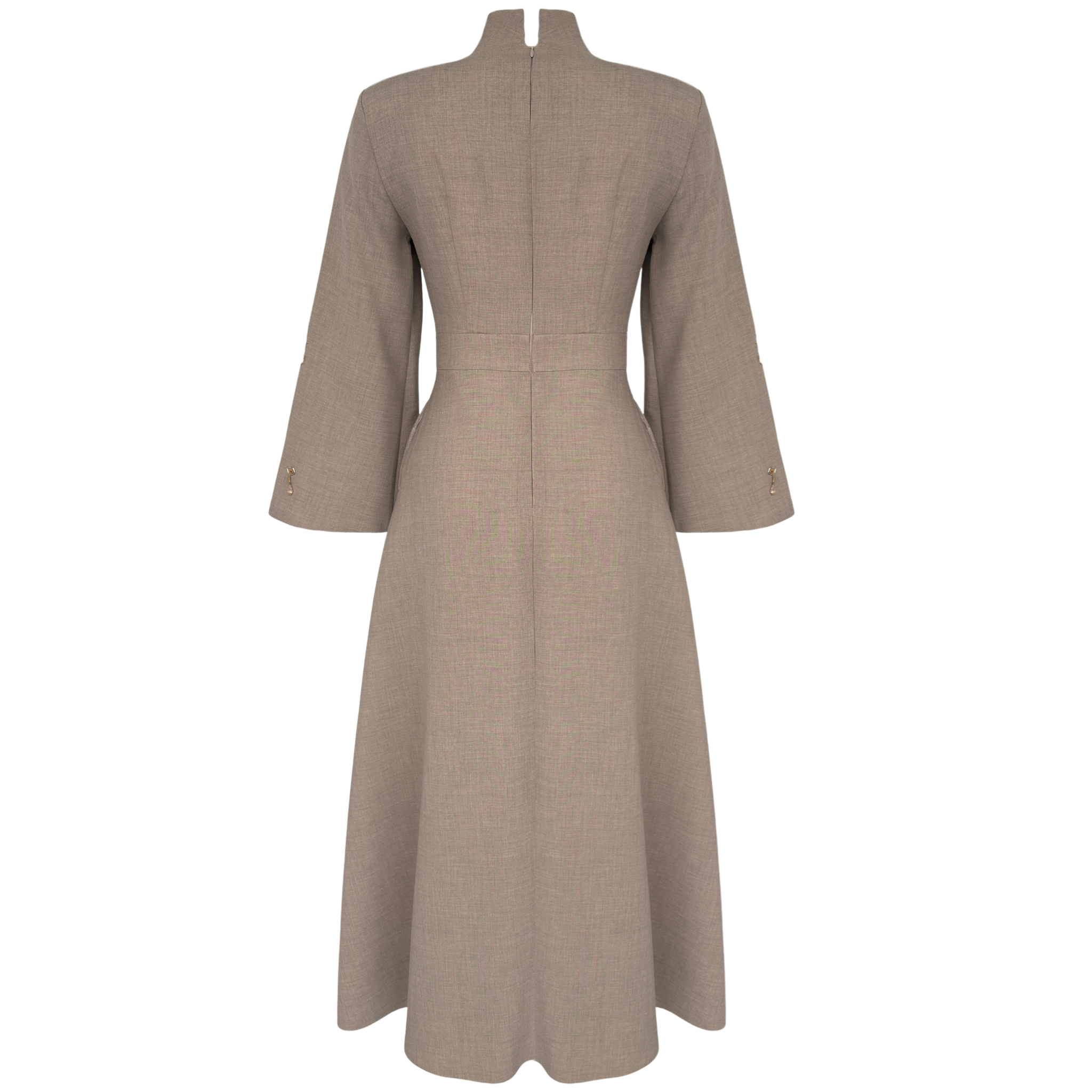 BEAD EMBROIDERED WIDE SLEEVE DETAIL MAXI LENGTH DRESS BEIGE