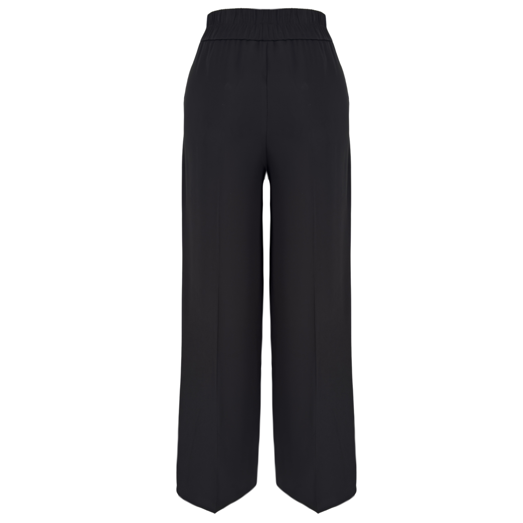 WRAP WAIST STYLE WIDE LEG TROUSERS BLACK