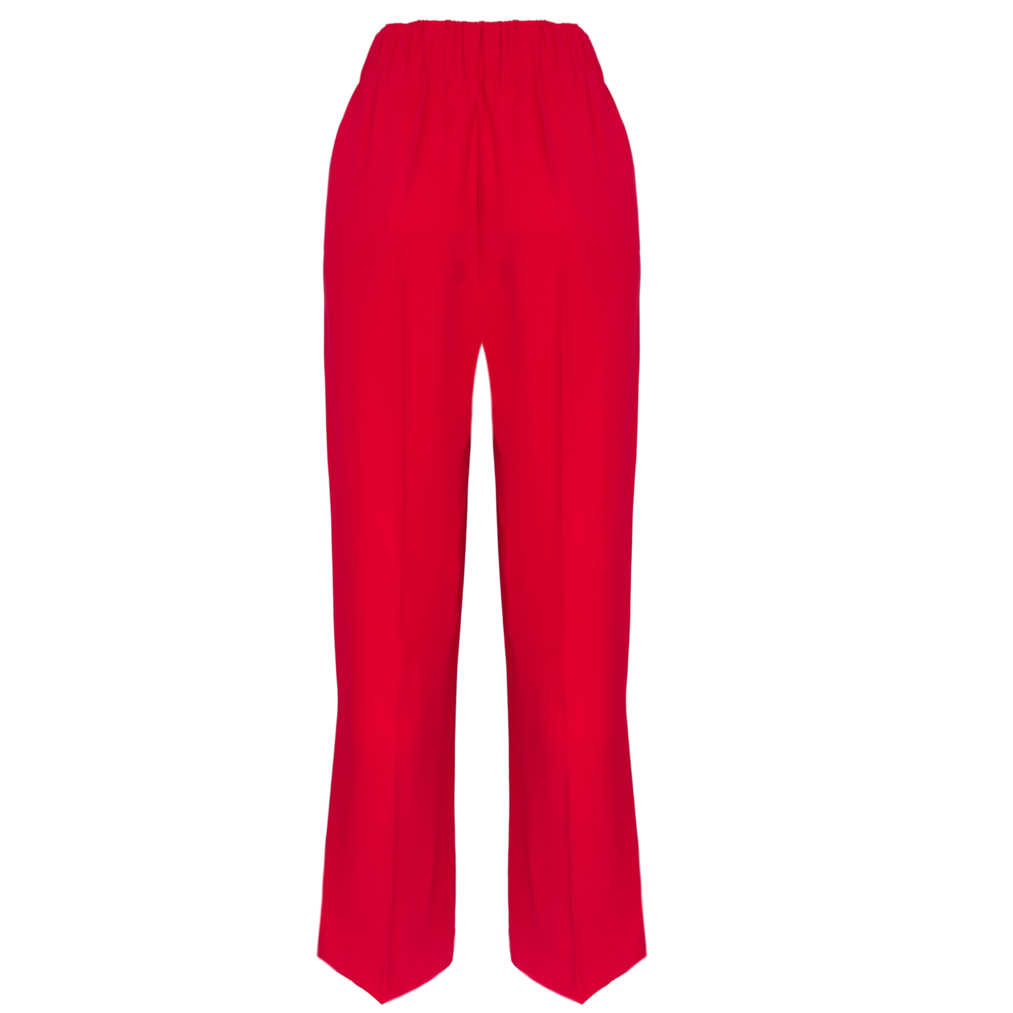 ELASTICATED WAIST WIDE LEG FLOWY TROUSERS RED
