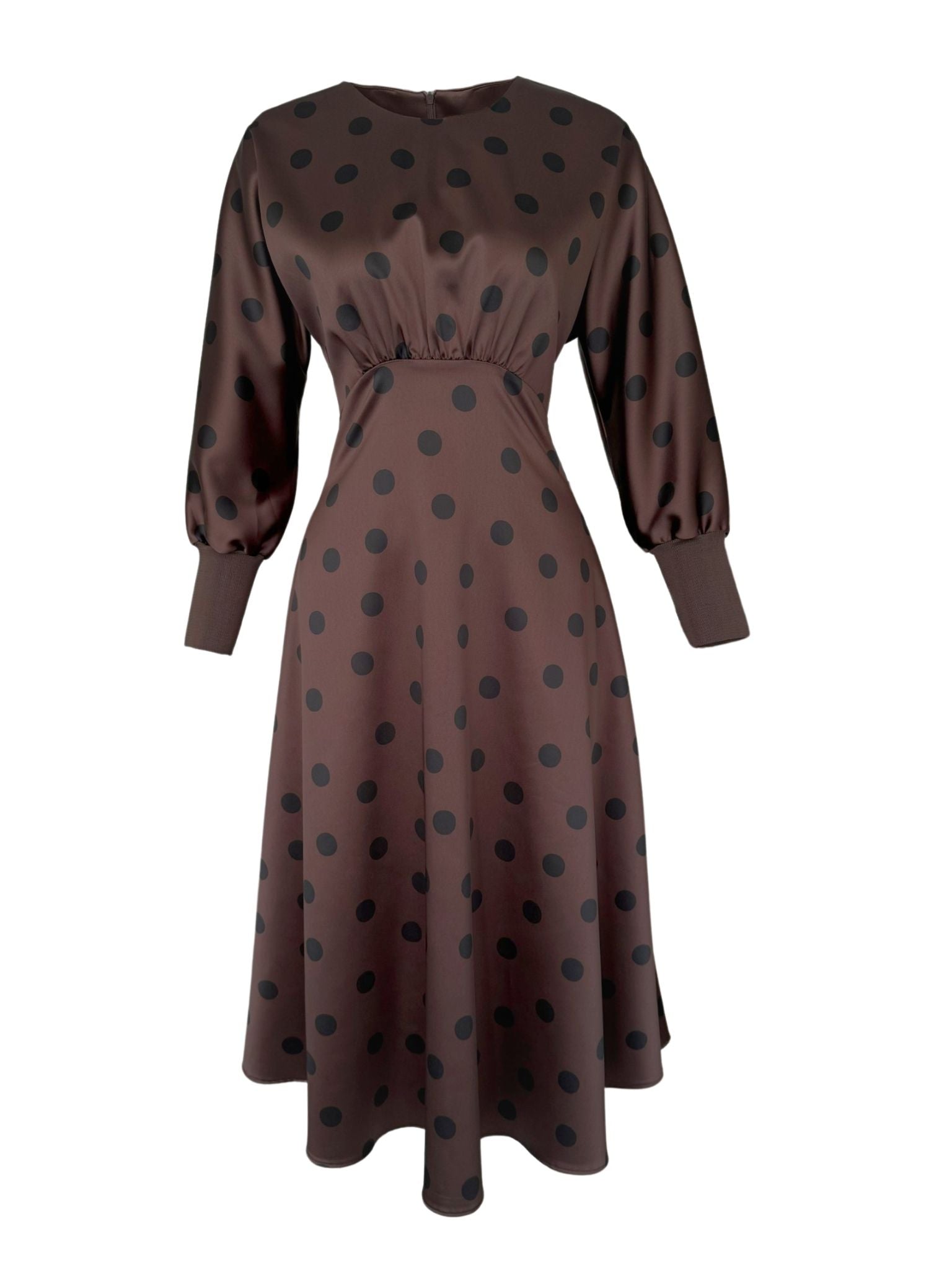 ALYA POLKA DOT DRESS BROWN