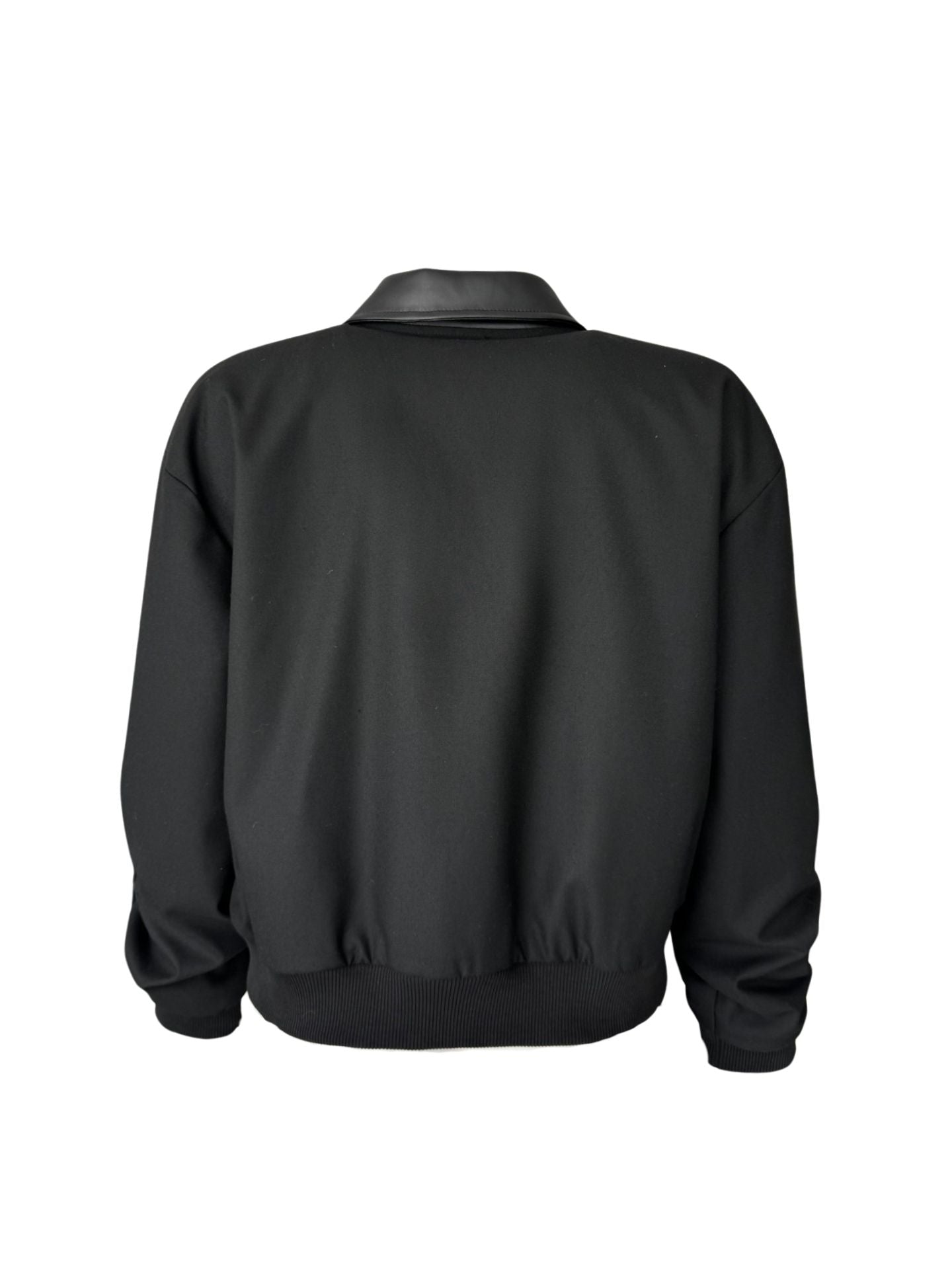 LEATHER-TRIMMED ZIPPED JACKET BLACK