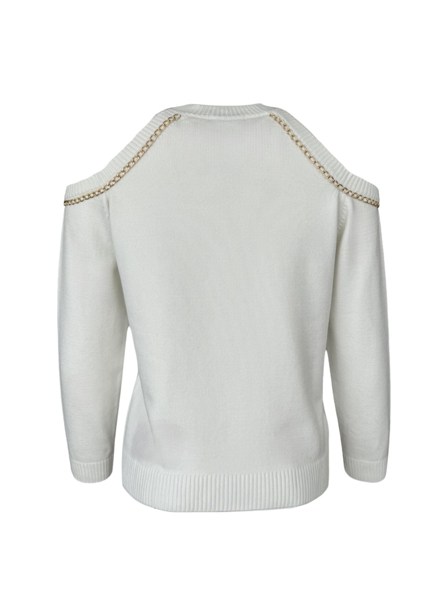 OFF-SHOULDER CHAIN DETAIL KNIT ECRU
