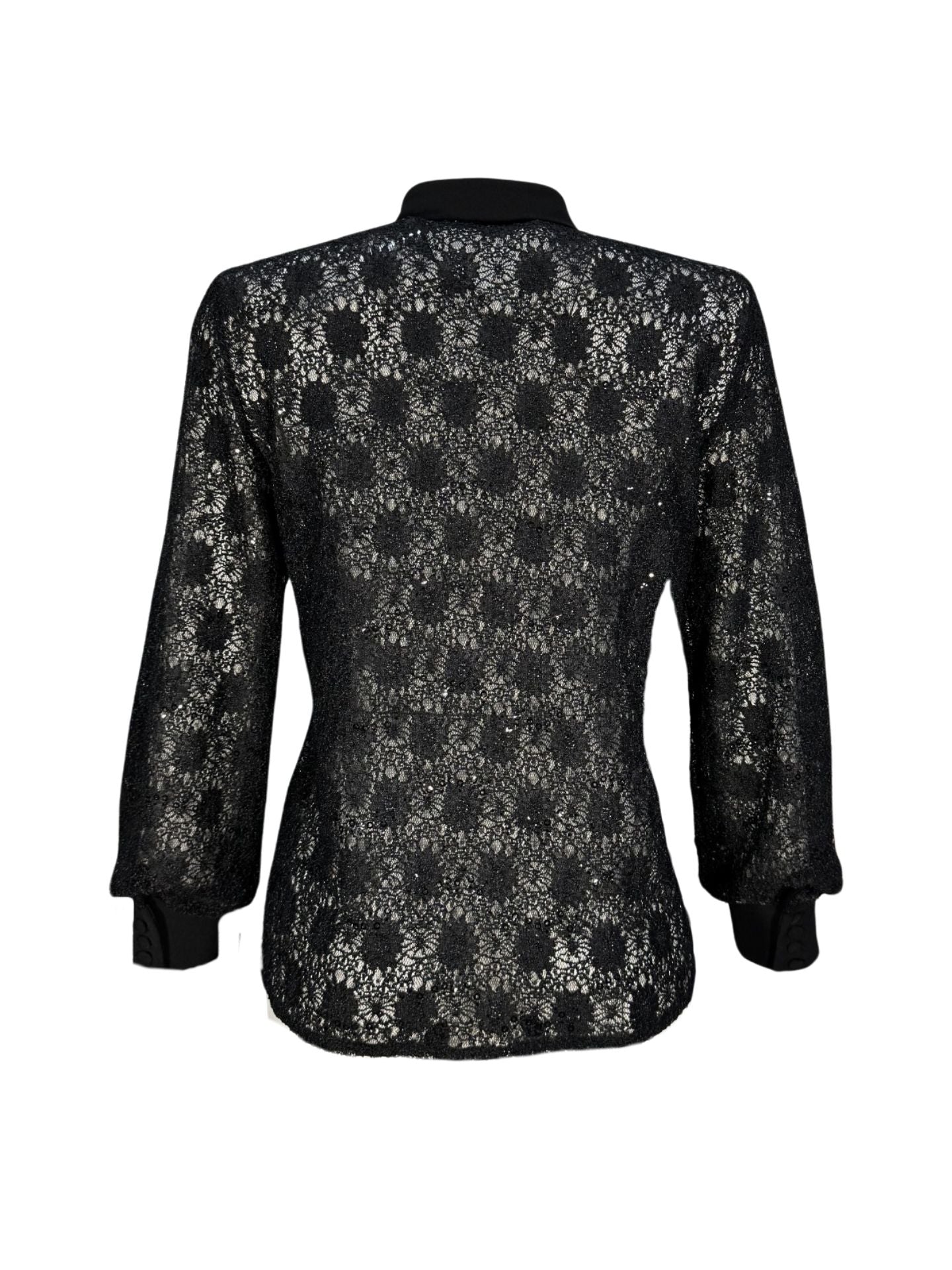 SEQUINED LACE SHIRT BLACK