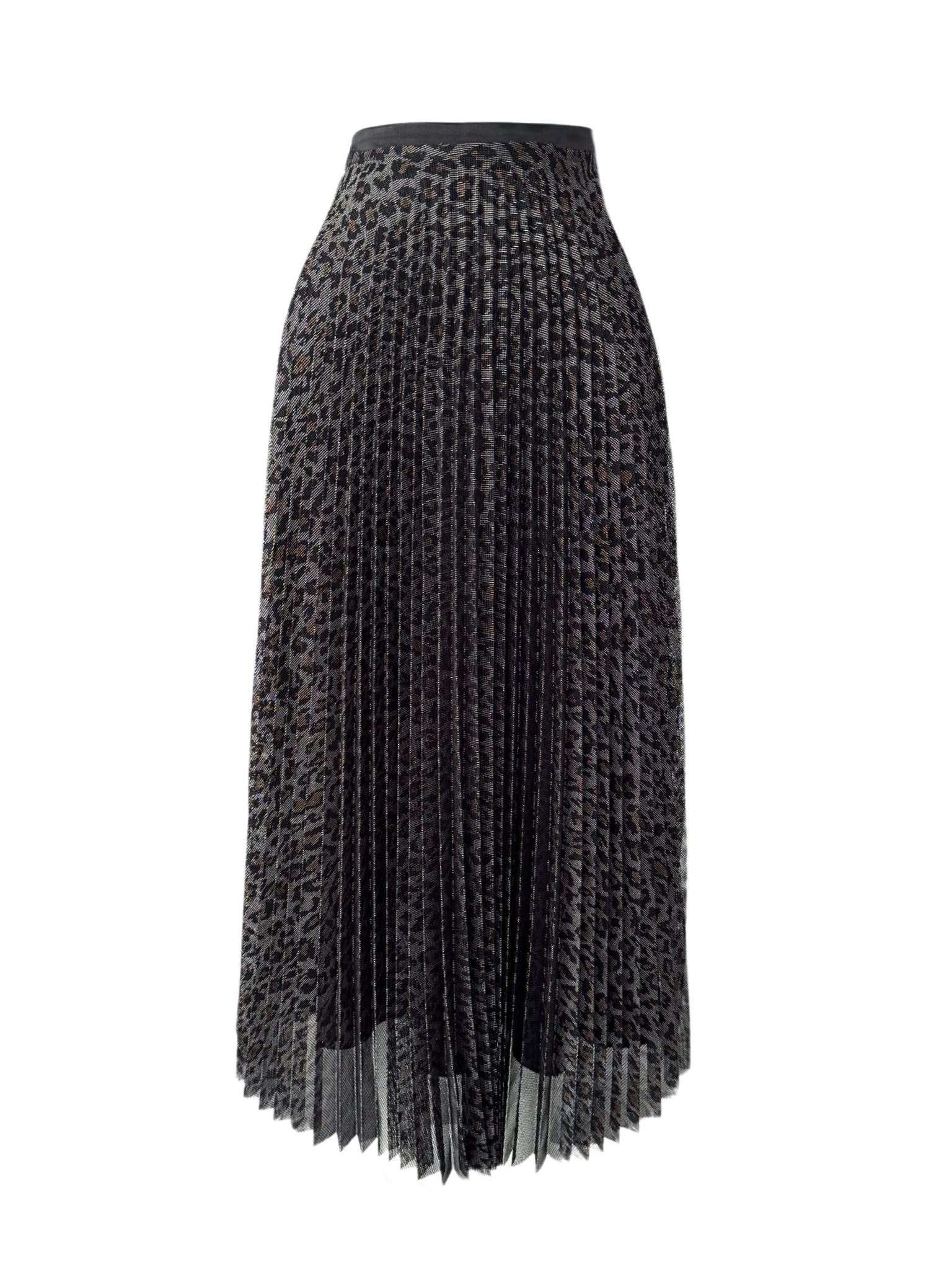 LEOPARD PRINT PLEATED TULLE SKIRT
