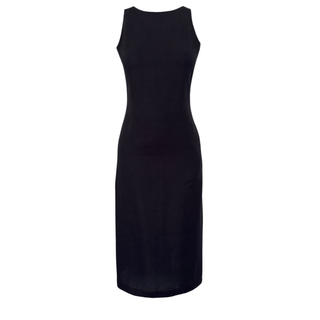 HALTER YAKA %100 KETEN ELBİSE SİYAH