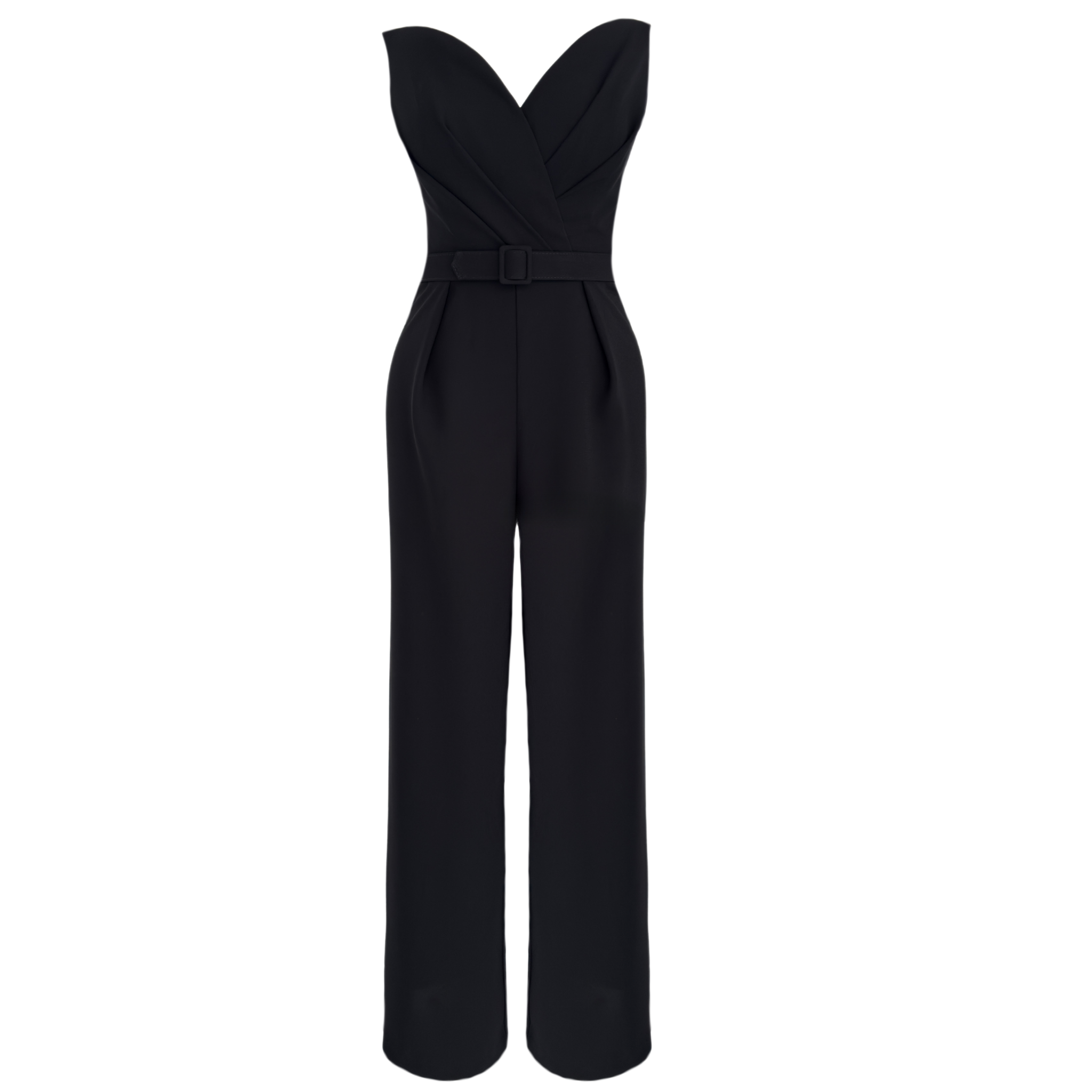 HEART COLLAR STRAPLESS JUMPSUIT BLACK