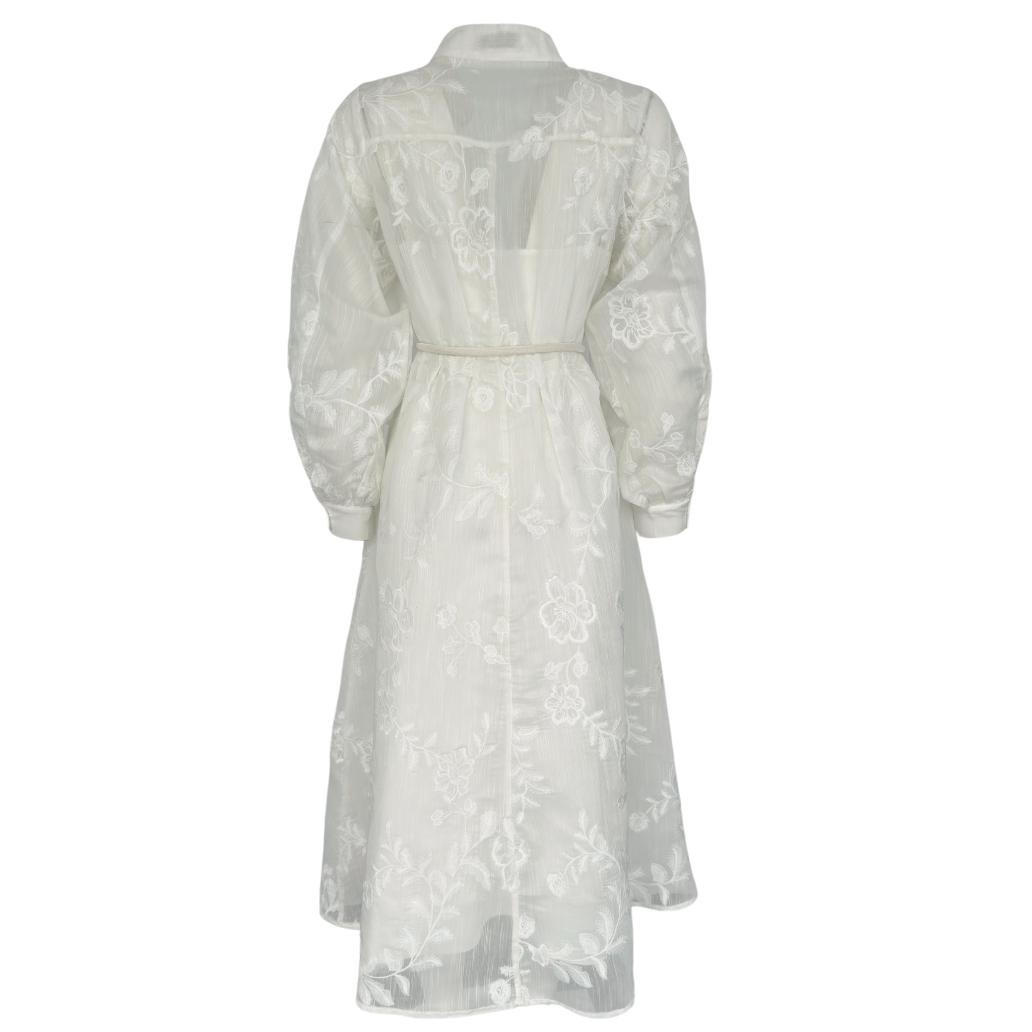3D FLORAL DETAILED DRESS ECRU