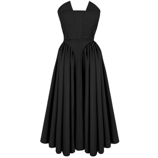 HIGH-WAISTED STRAPLESS DRESS, BLACK.