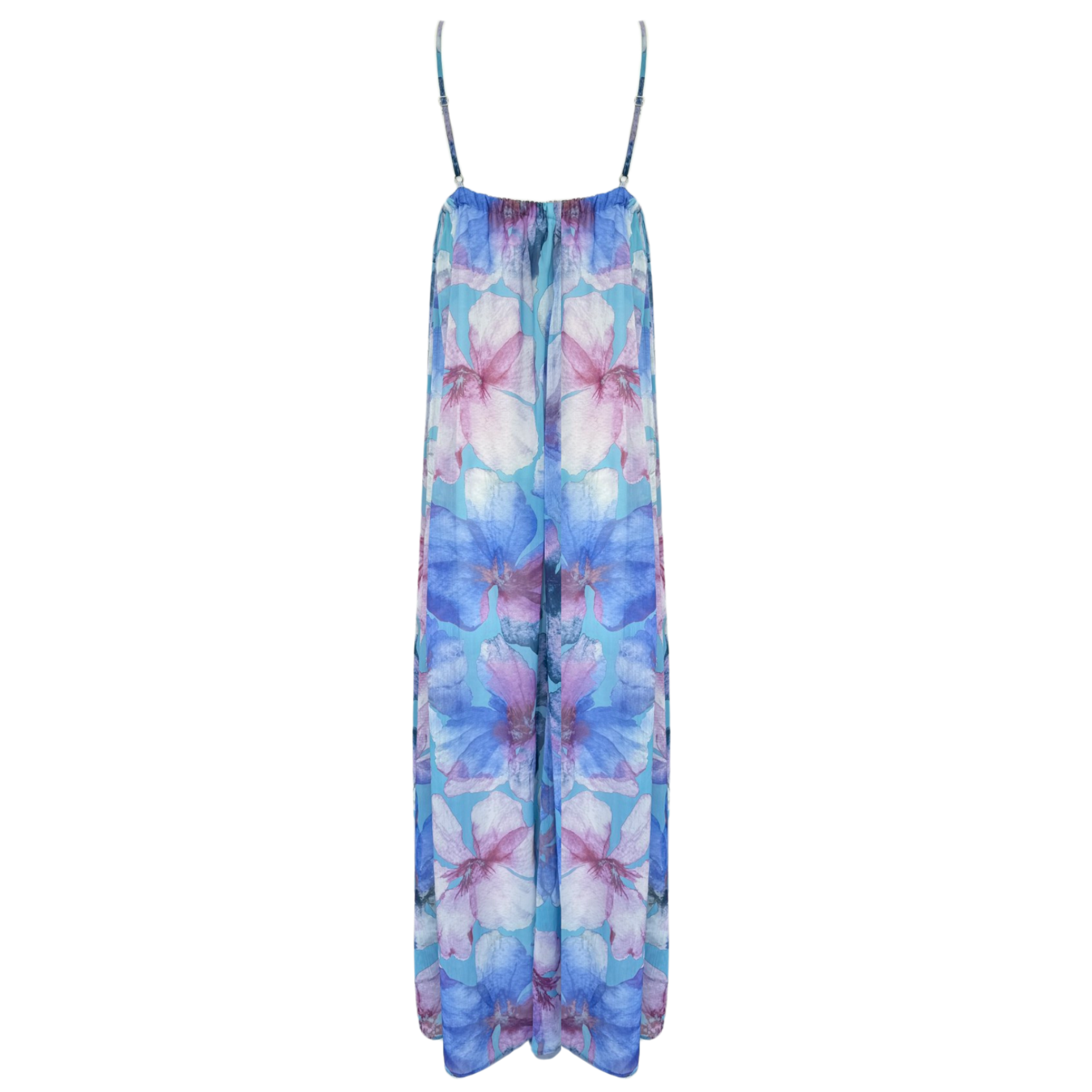 FLORAL PRINT RUFFLE DETAILED CHIFFON DRESS