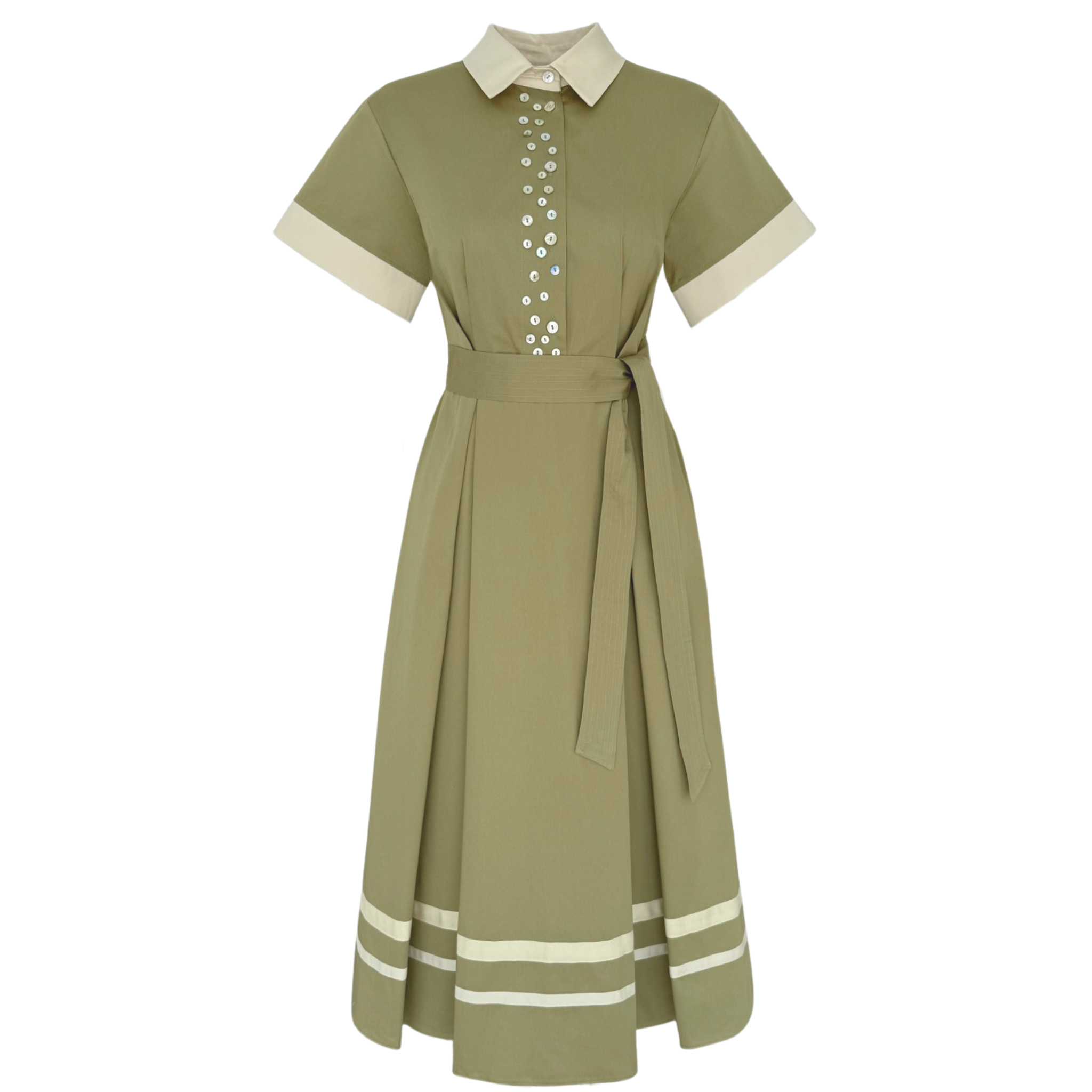 BUTTON-DETAILED 100% COTTON SHIRT DRESS