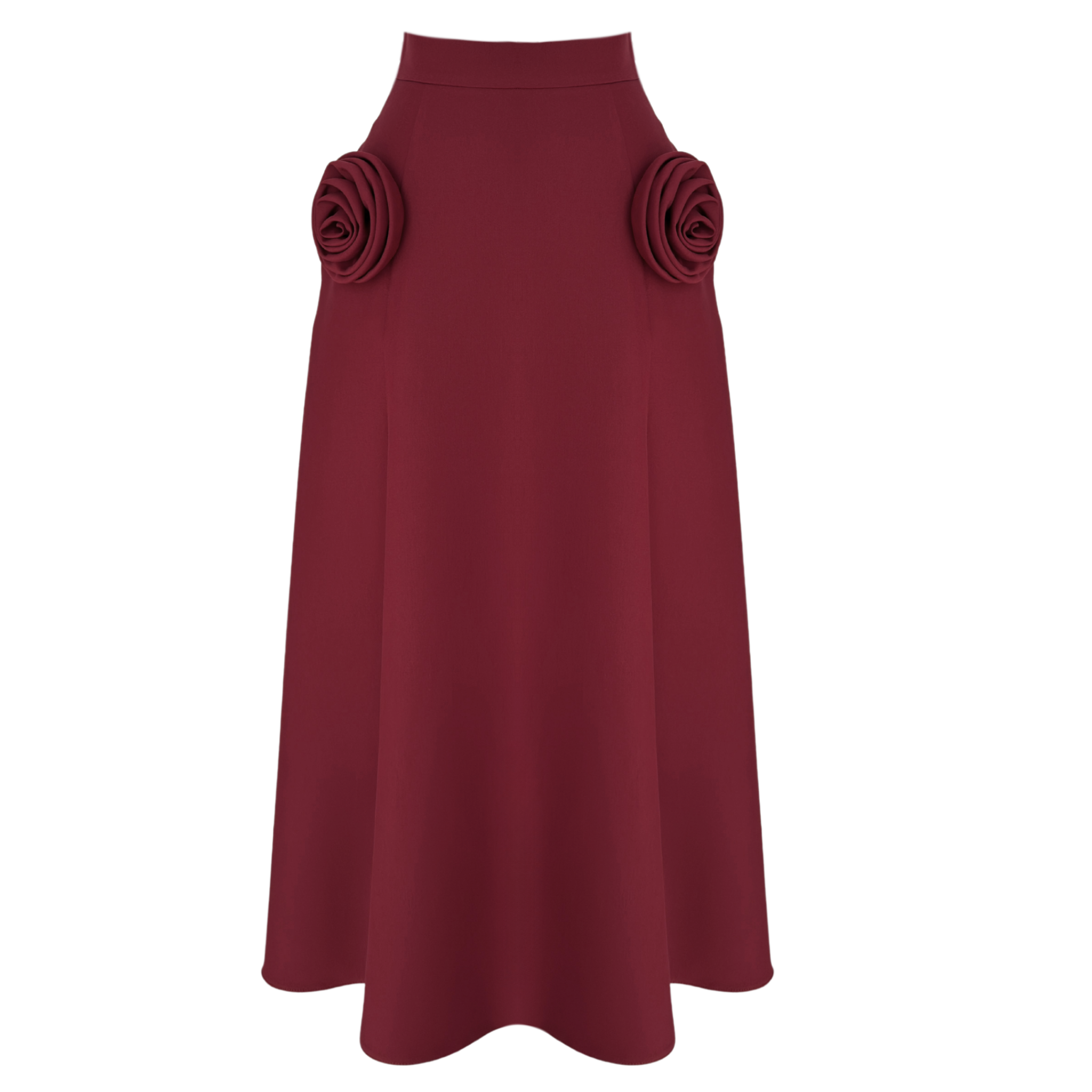 ROSE POCKETS DETAIL A-LINE SKIRT BURGUNDY