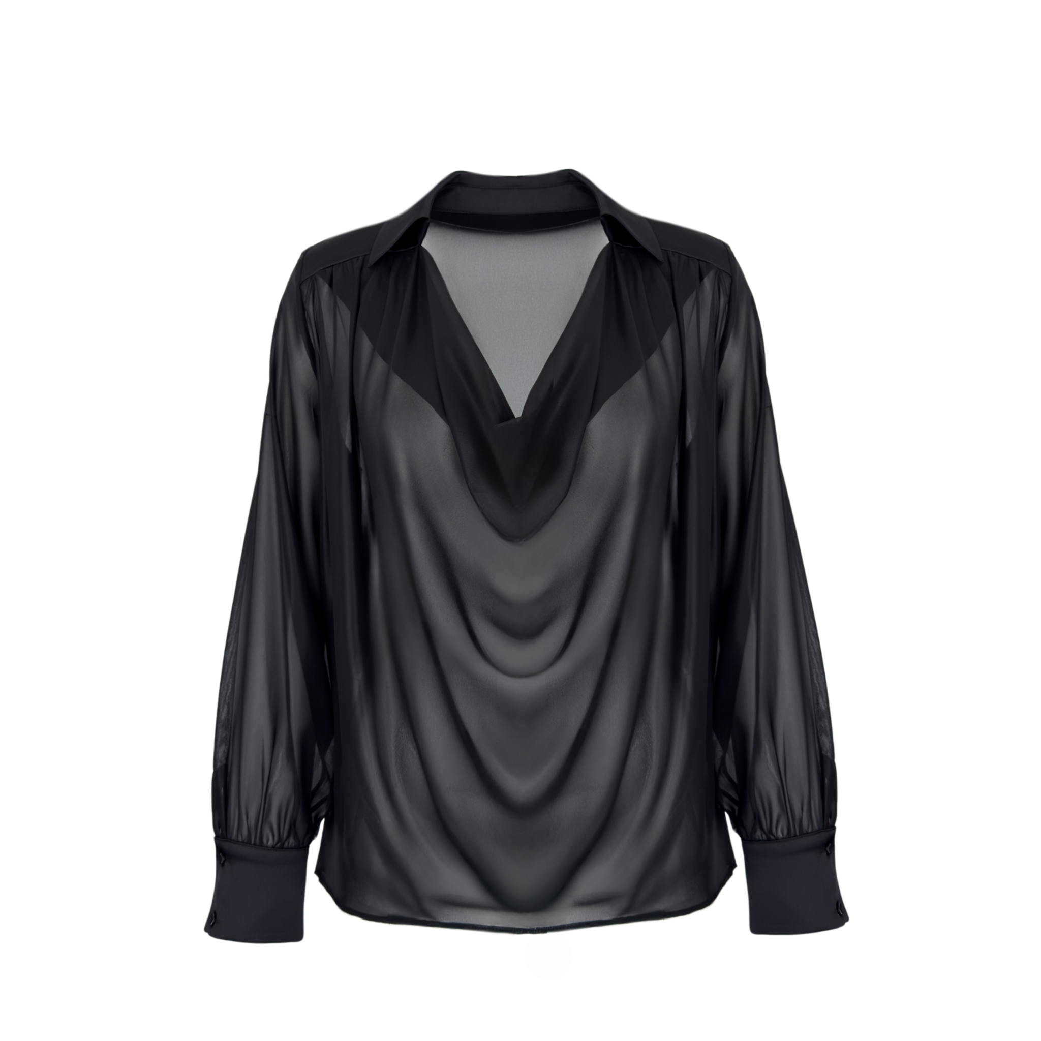 OFF-SHOULDER NECKLINE SHEER BLOUSE