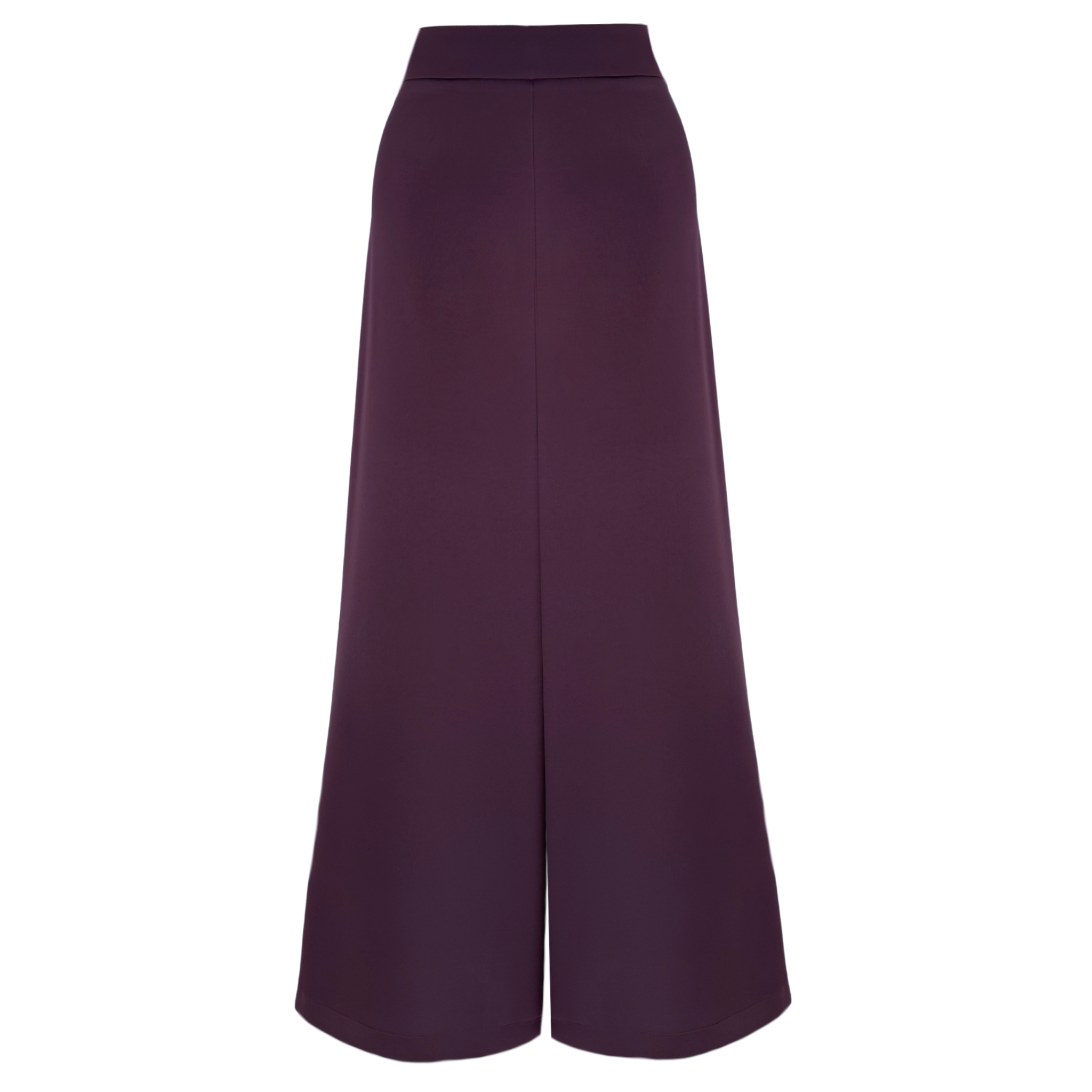 COTTON SATIN HIGH WAIST WIDE LEG TROUSERS PURPLE