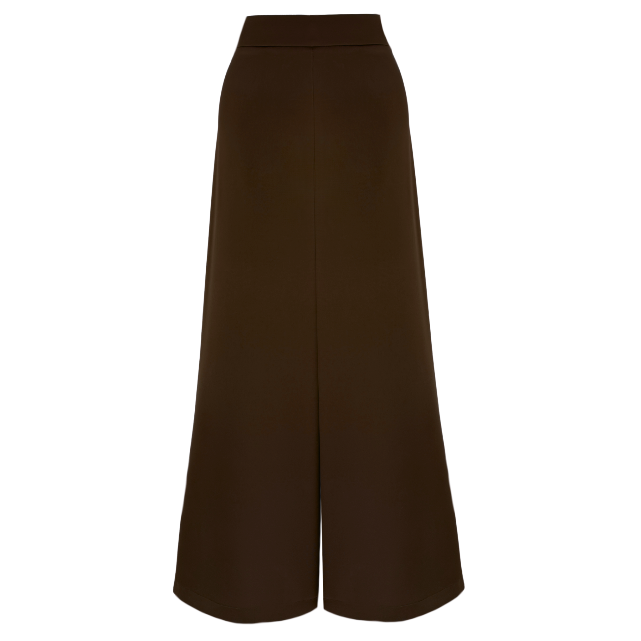 COTTON SATIN HIGH WAIST WIDE LEG TROUSERS BROWN