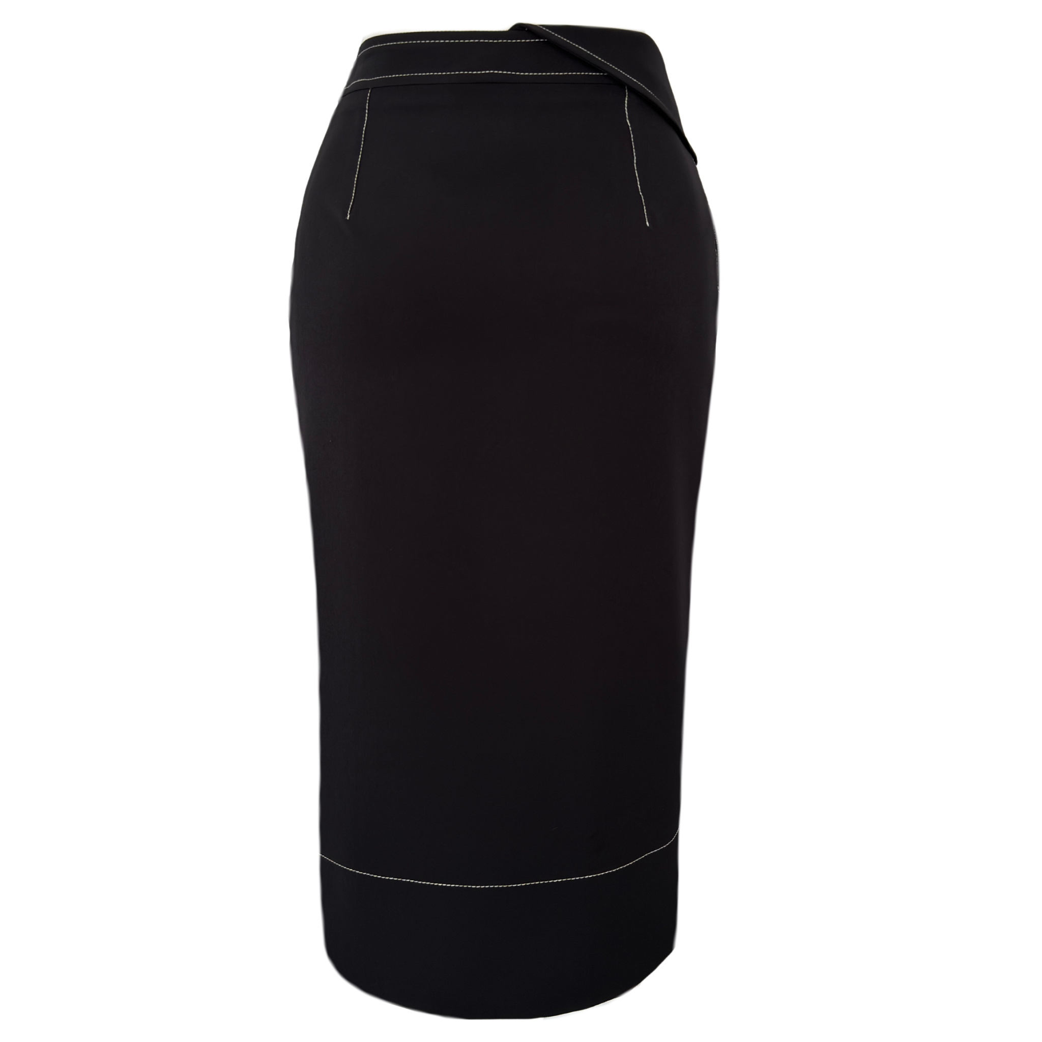 CONTRAST STITCHED ASYMMETRIC CUT MIDI LENGTH SKIRT