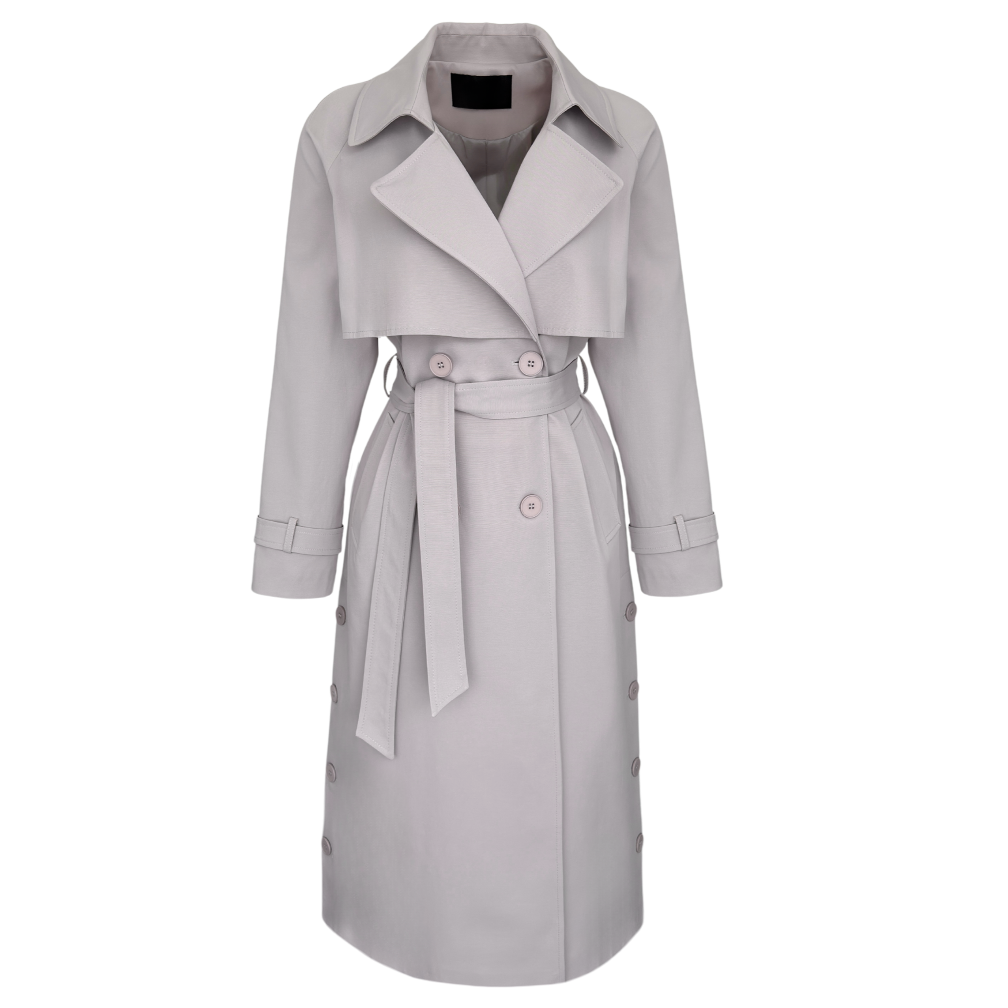 SIDES BUTTON-DETAILED WRAP STYLE TRENCH COAT STONE