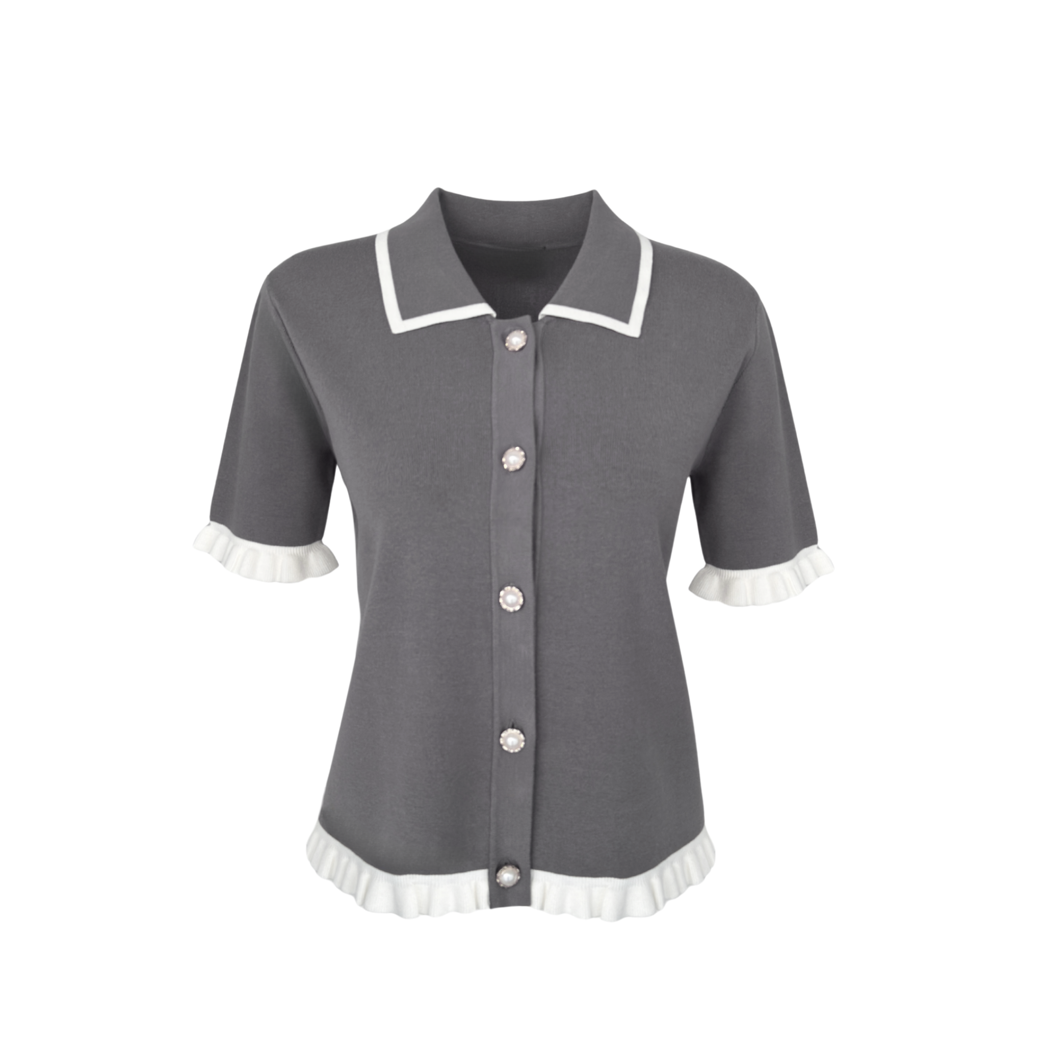 LOLA PEARL BUTTONS KNIT GREY