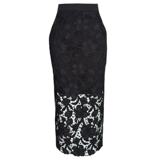 BLACK LACE MIDI LENGTH PENCIL SKIRT