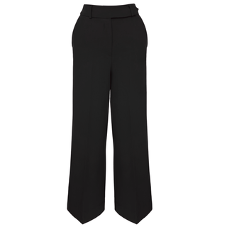 BLACK WIDE-LEG TROUSERS WITH ELASTIC WAISTBAND