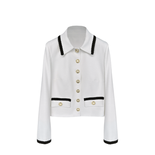 GOLD BUTTON DETAIL SHORT JACKET ECRU