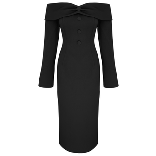 BOAT NECK PENCIL DRESS BLACK