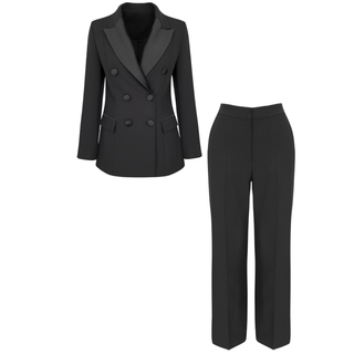 SATIN COLLAR DETAIL SET, BLACK