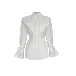 SHIRT WITH CORSET DETAIL ON THE SIDES AND PADDED, ECRU.