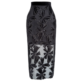 SEQUINED LACE PENCIL SKIRT