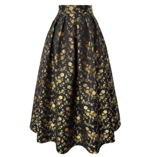 PLEATED DETAIL JAPANESE PATTERN JACQUARD SKIRT