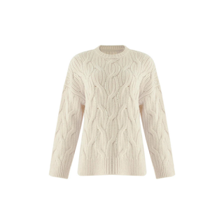 REGULAR KNITTED COAT WITH PEARL EMBELLISHMENTS, ECRU.