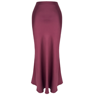 RAYON BLEND SATIN SHIMMERING SKIRT BURGUNDY