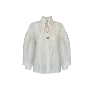COLLAR DETAIL DESIGN BUTTONED SHIRT ECRU