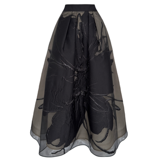 PLEAT DETAIL FLORAL PATTERN JACQUARD SKIRT