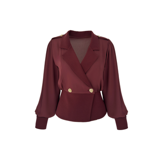 DOUBLE-BREASTED JACKET COLLAR BLOUSE BURGUNDY