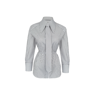 TIE DETAIL STRIPED COTTON SHIRT