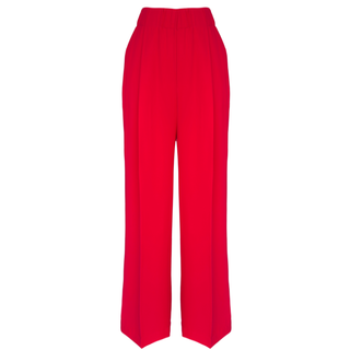 WIDE-LEG, CLOAKED TROUSERS WITH ELASTIC WAISTBAND, RED.