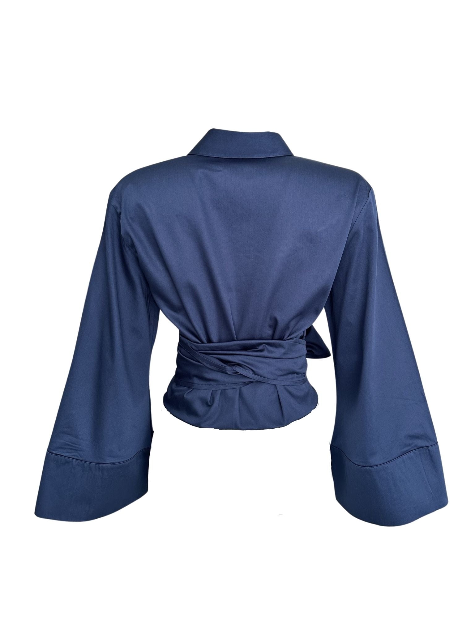Wrap Style Tie-Fastening Shirt Navy