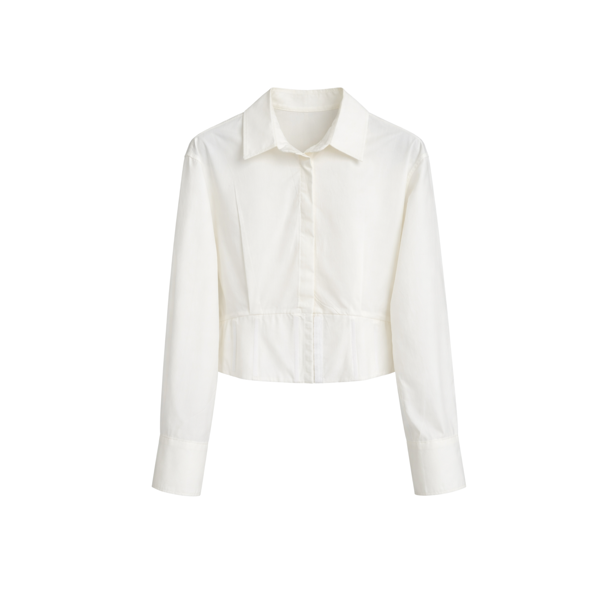 WAIST DETAIL 100% COTTON SHIRT ECRU
