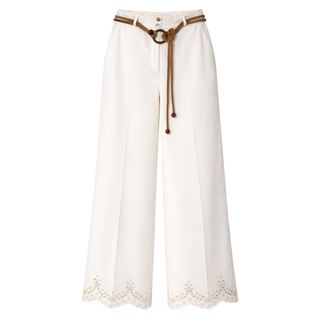 KEMERLİ PAÇASI NAKIŞ DETAY COTTON PANTOLON EKRU