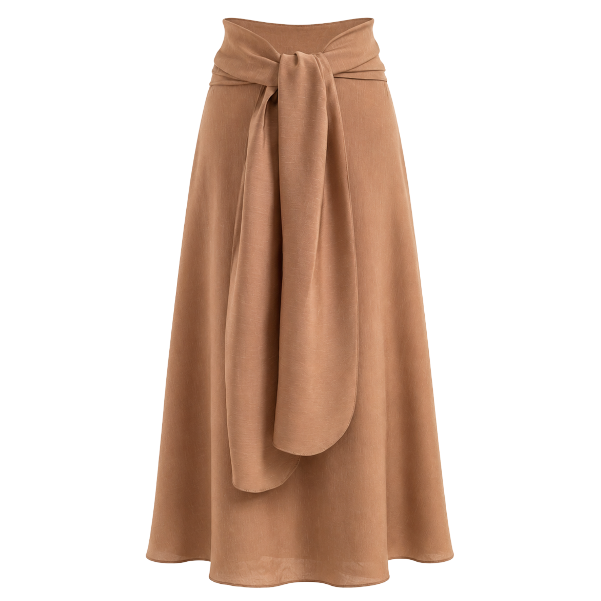 WAIST SASH DETAIL SKIRT BROWN