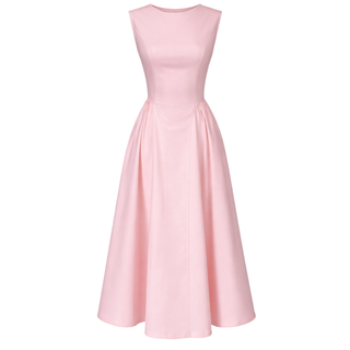 BEL VURGULU COTTON ELBİSE PEMBE